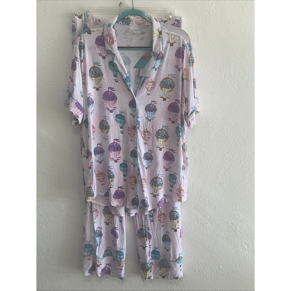 Posh Peanut Hot Air Balloon Bamboo Pajama Set Pink Purple 2XL NWT New